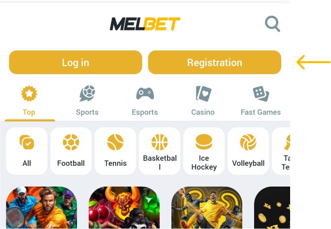 Click on the Registration button Melbet betapk Ghana
